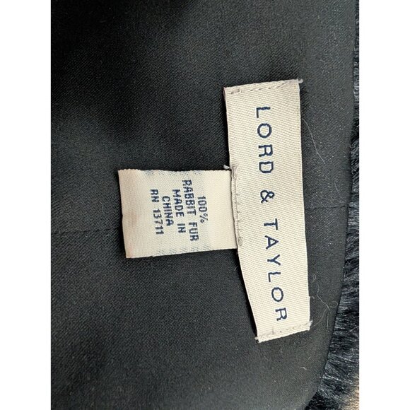 Lord and Taylor 100% Black Rabbit Fur Shrug Capelet Shawl Brooch - Picture 8 of 10